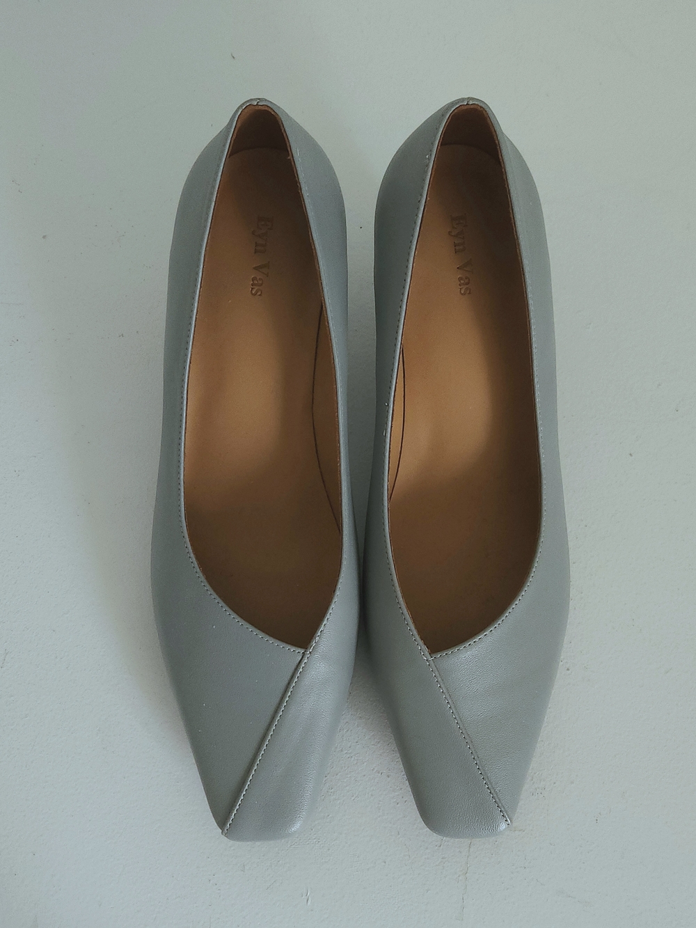 Light Blue Leather Low Heels By Eyn Vas